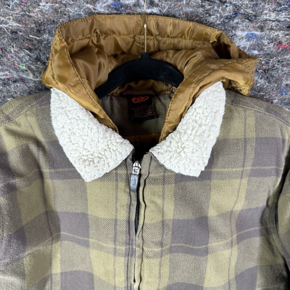 Nike 6.0‎ Hooded Jacket Women XL Green Plaid Sherpa Collar Quilted Lining - Picture 2 of 15